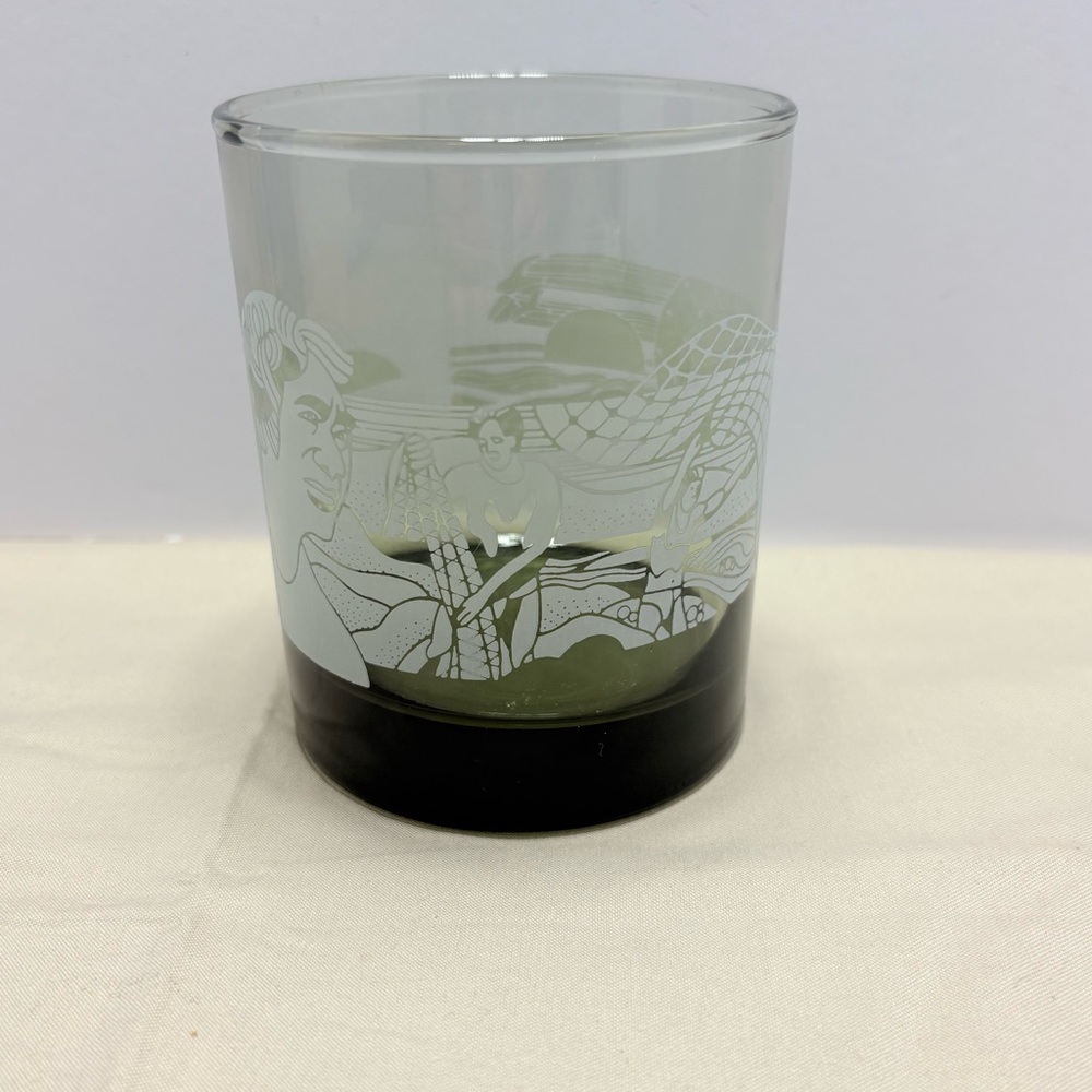 McDonald's Hawaiian Hawaii Black and Gray Glass Tumbler vintage collectible